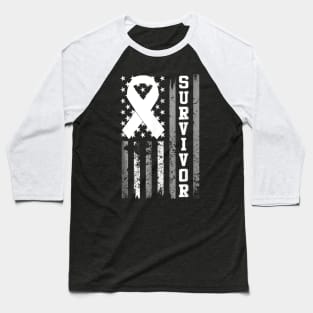 Lung Or Brain Cancer Survivor T Shirt White Ribbon Baseball T-Shirt